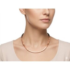 Santo Domingo Pen & Melon Shell Heishe Necklace - 18" Handmade Jewelry
